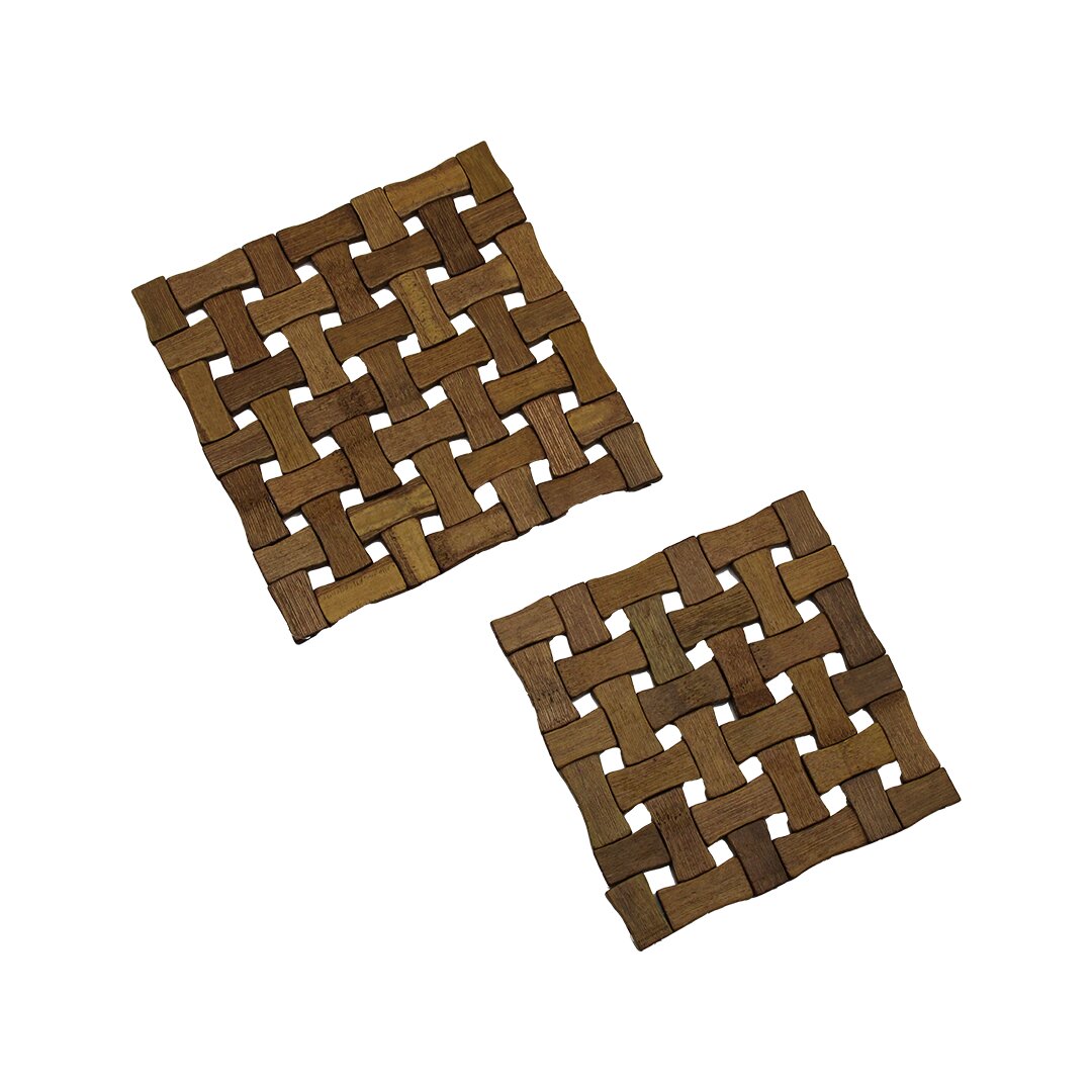 2 Pcs Kare=16cm--19cm Bambu Ahşap Ni̇hale
