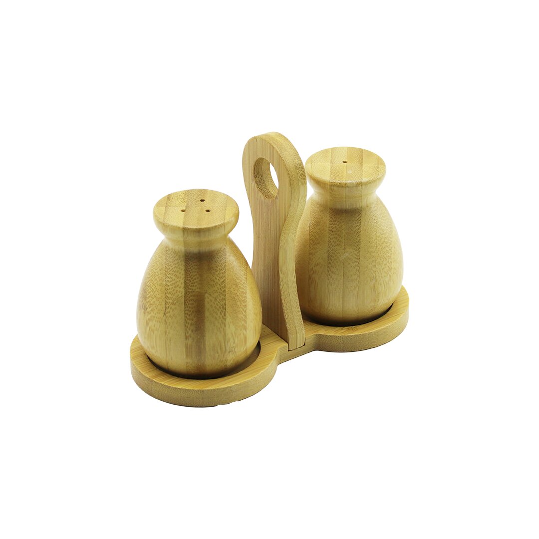 2 Pcs - şi̇şe Modeli̇ Ahşap Bambu Tuzluk - Baharatlik Tutacakli Ahşap Stand