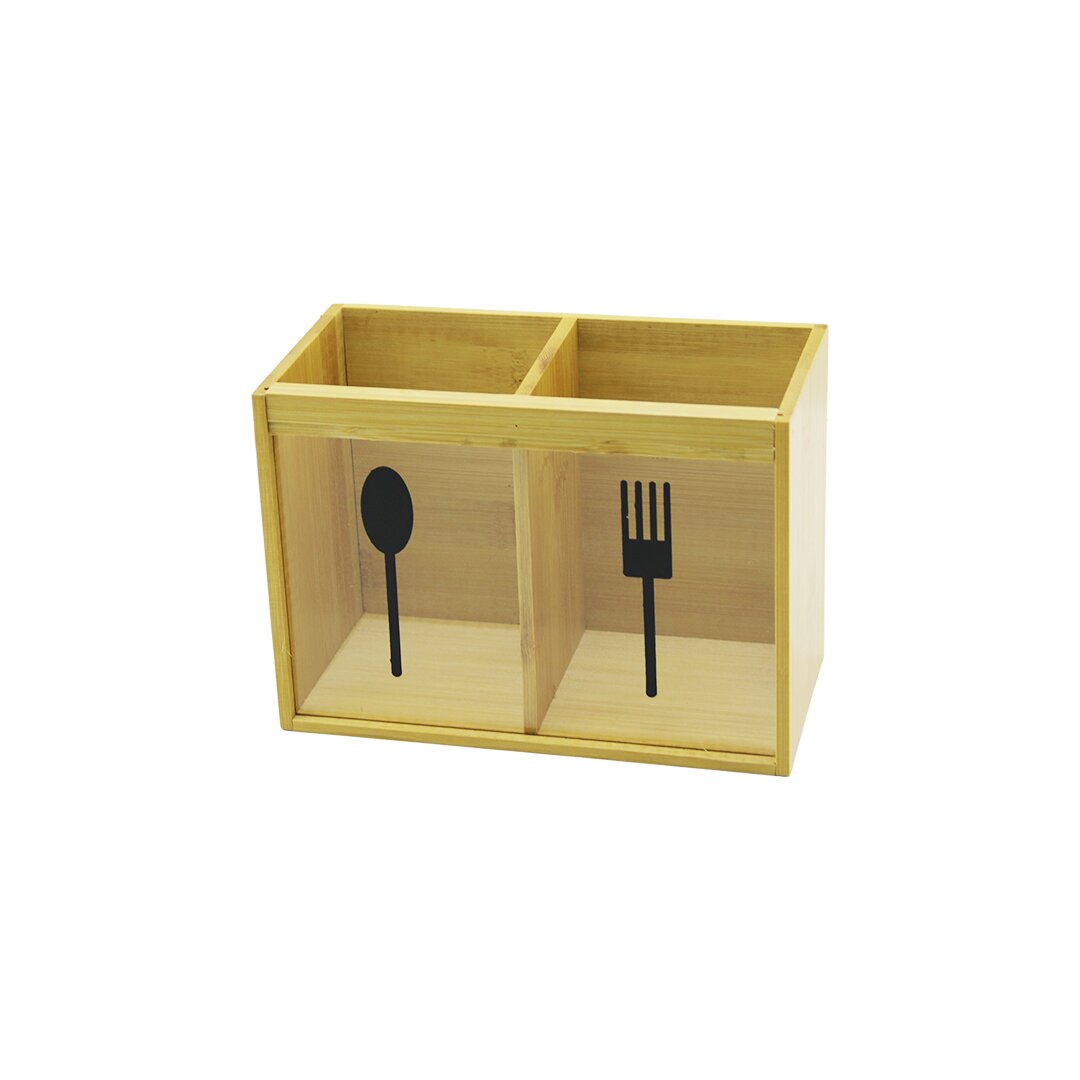 2 X Kare Bölmeli̇ Ahşap Bambu Kaşiklik şeffaf Pvc Pencereli̇ 2 X 9x9cm
