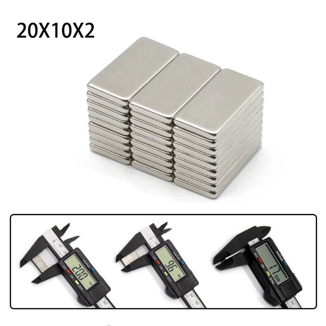 2 Adet 20x10x2 Mm Neodyum Mıknatıs Köşeli Magnet N35 Nikel Kaplama Güçlü Kaliteli Dayanıklı
