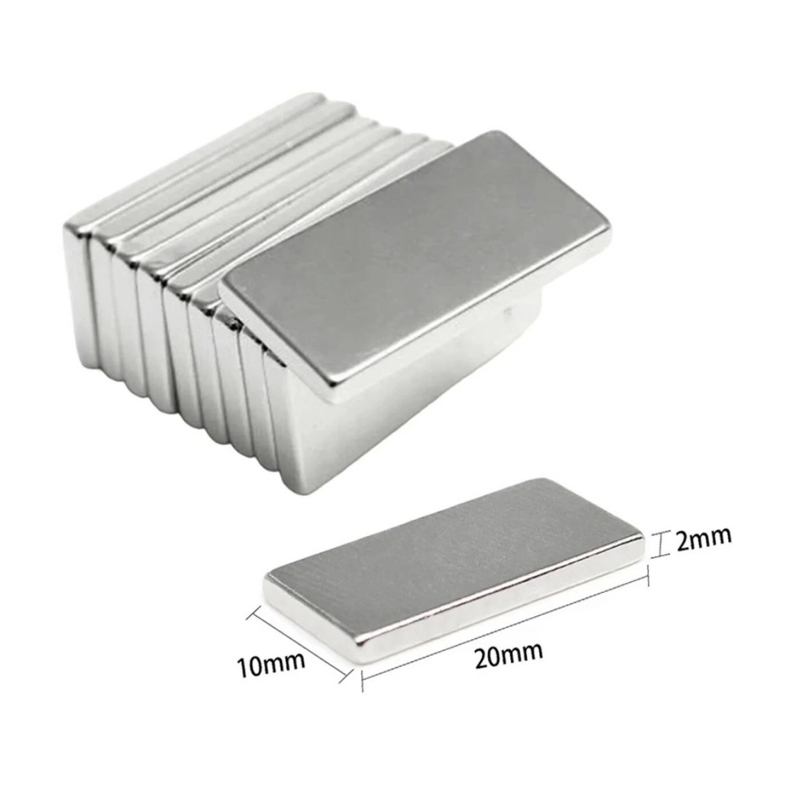 2 Adet 20x10x2 Mm Neodyum Mıknatıs Köşeli Magnet N35 Nikel Kaplama Güçlü Kaliteli Dayanıklı