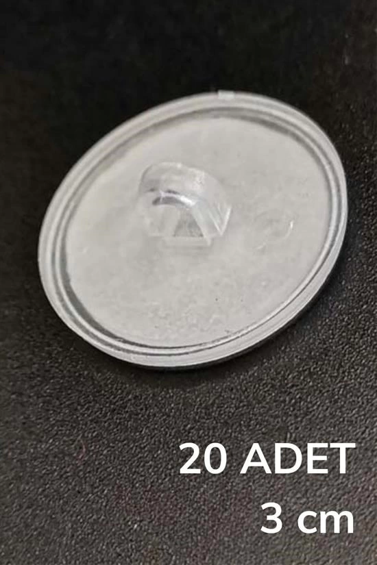 20 Adet Şeffaf Yuvarlak 3 Cm Çaplı Güçlü Disk Yapışkanlar