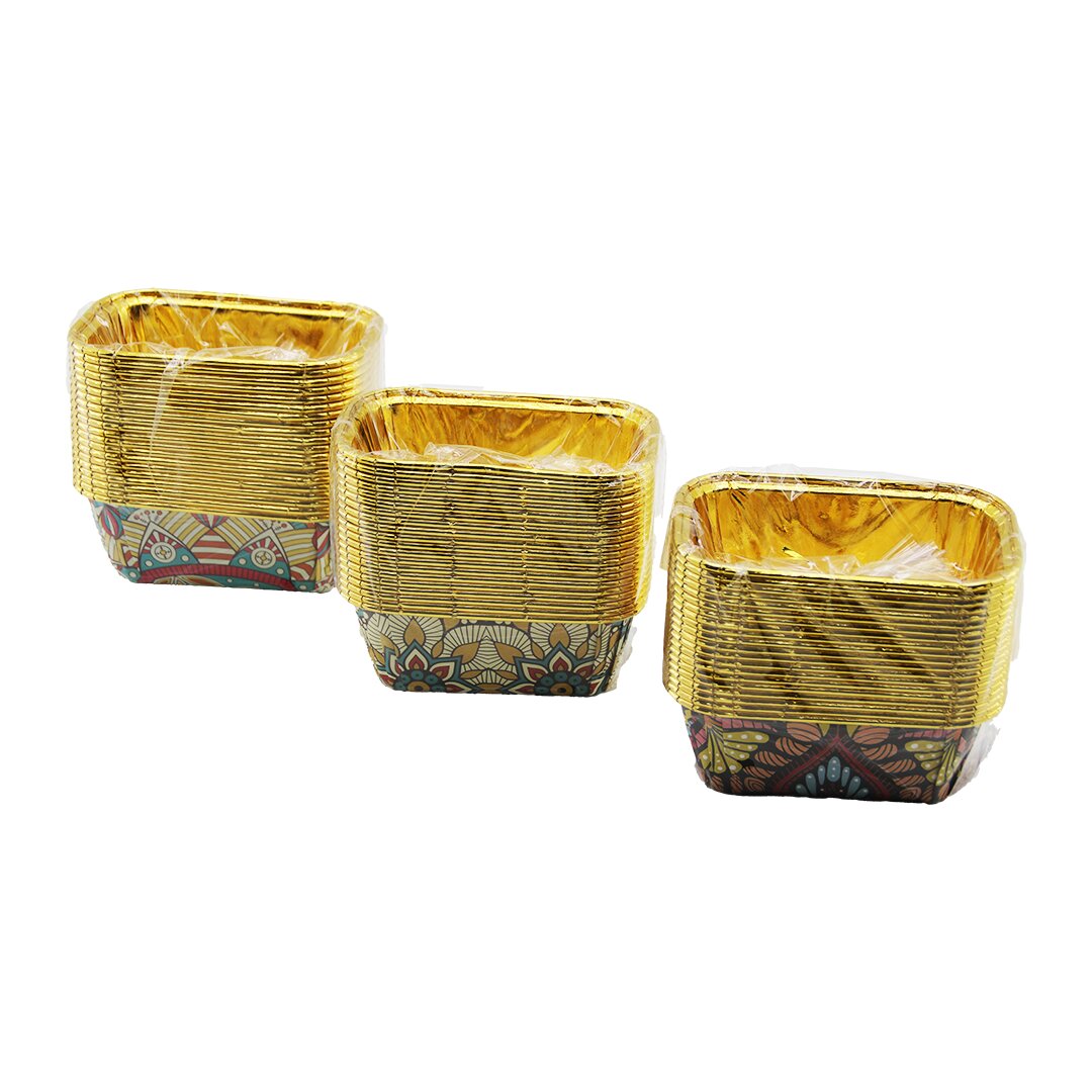 20 Pcs Gold - Folyoludi̇kdörtgen - Kalin Muffi̇n Kağit Kek Kapsülü