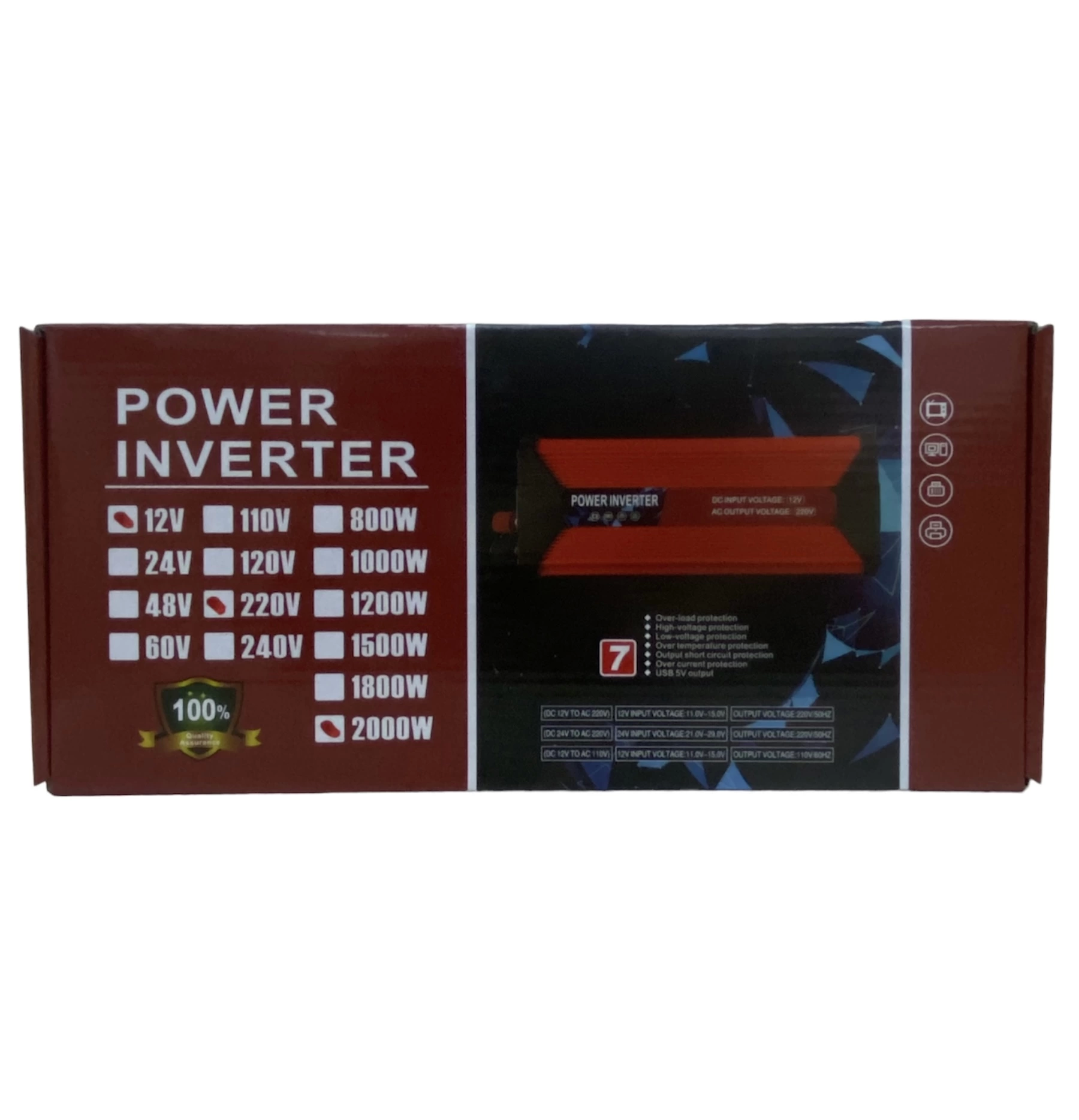 2000 Watt İnverter Dönüştürücü Güç Kaynağı Akü Bağlantılı 12 -230 V Modifiye Sinüs Usb Girişli