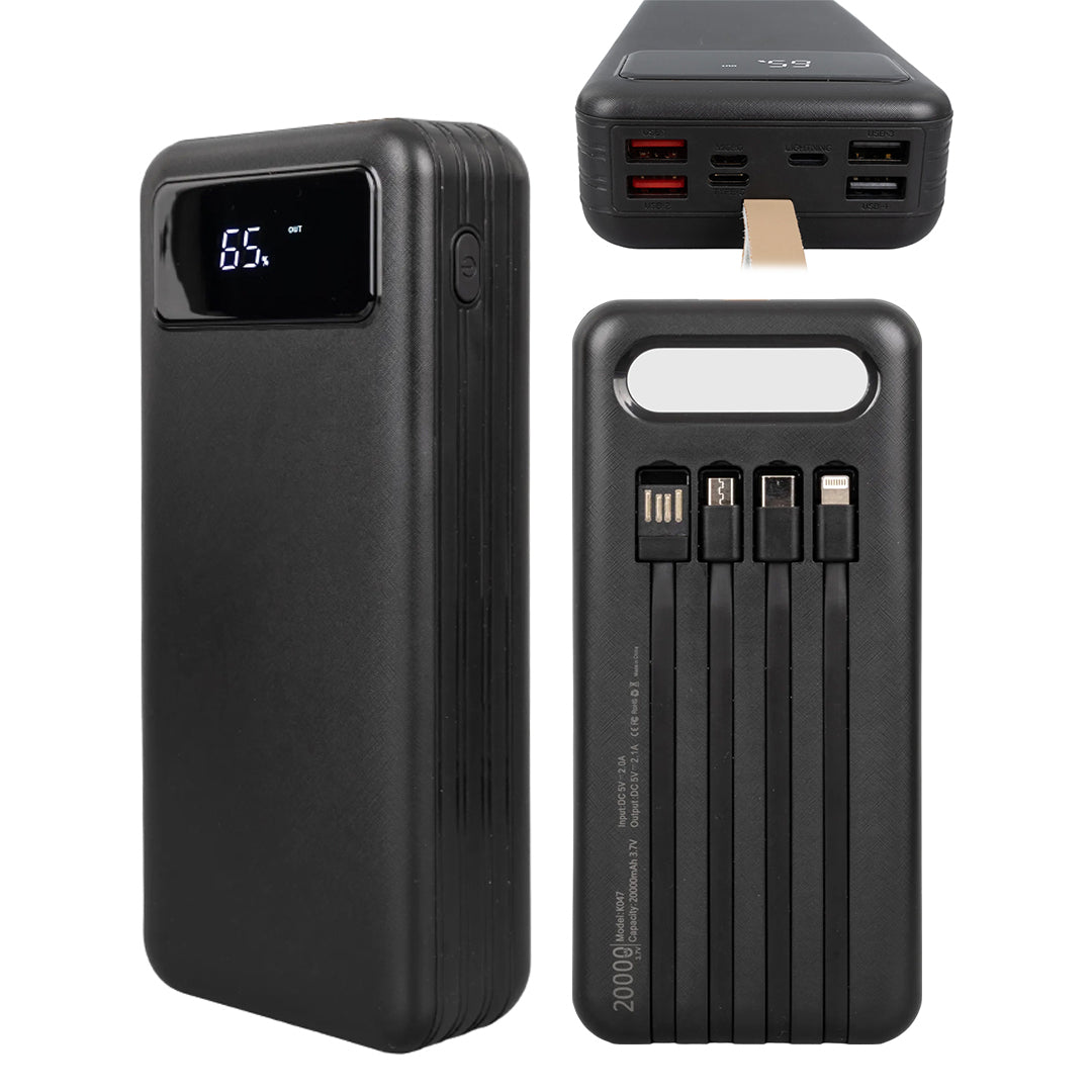 20000 Mah Di̇ji̇tal Göstergeli̇ Usb-micro-lightning-type-c Gi̇ri̇şli̇ Ve Kablolu Powerbank
