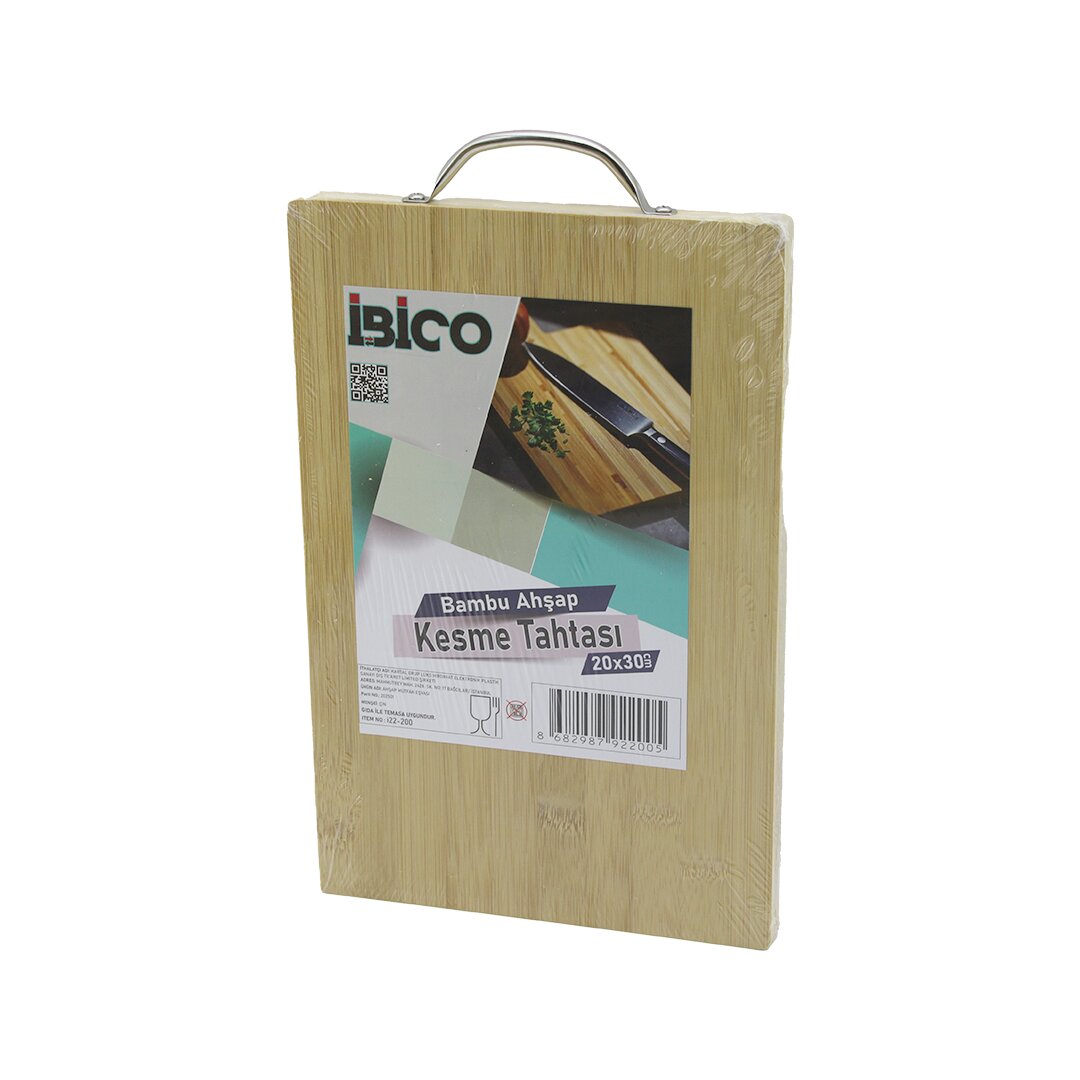 20x30 X 1.7cm Lux Ahşap Bambu Kesi̇m Panosu - Kesme Tahtasi Metal Kulplu