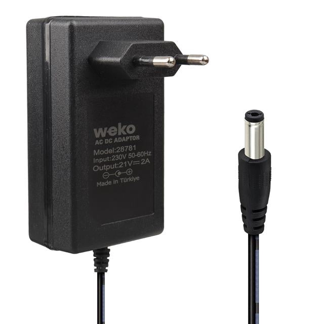 21 Volt - 2 Amper 5.5*2.5 Mm Uçlu Kırmızı Yeşil Ledli Priz Tipi Şarjlı Matkap Adaptörü