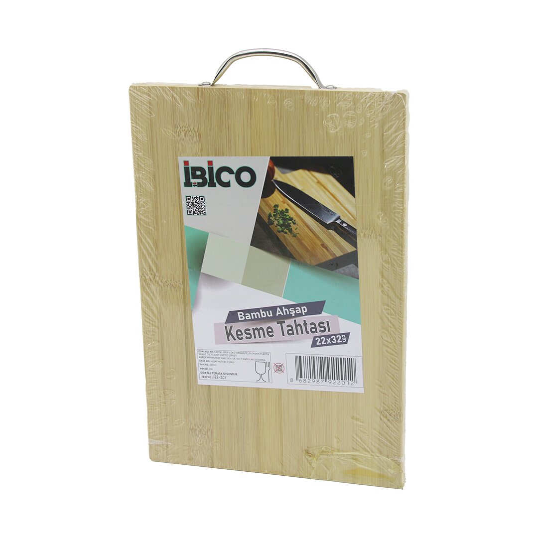 22x32 X 1.7cm Lux Ahşap Bambu Kesi̇m Panosu - Kesme Tahtasi Metal Kulplu