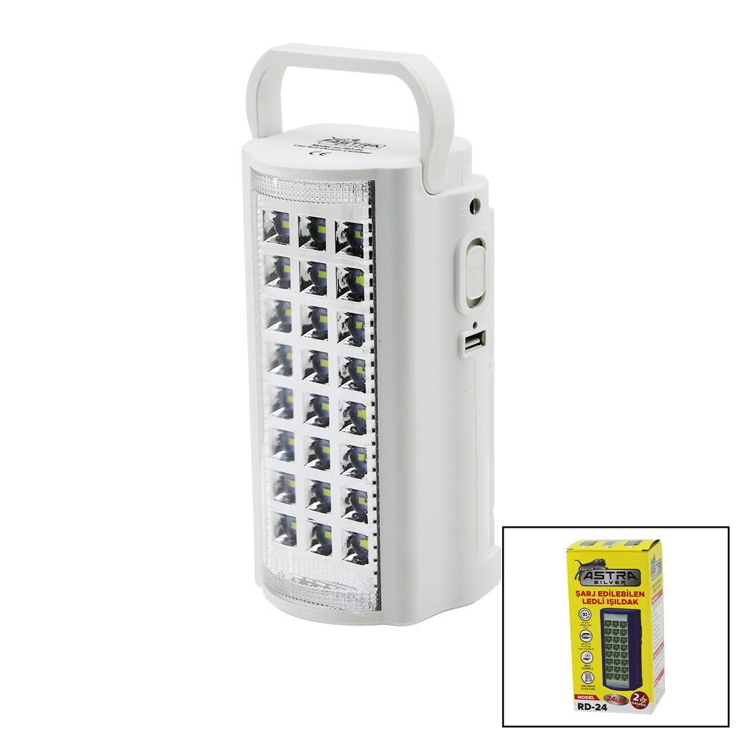 24 Ledfi̇ş şarjli - Powerbankledli̇ Işildak Lamba 6v 4.0ah Akütaşima Kulplu Rd-24