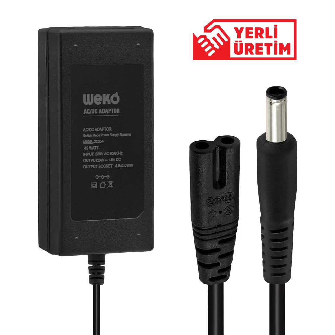 24 Volt - 1.9 Amper 4.5*3.0 Uçlu Yerli Üretim Notebook Adaptör