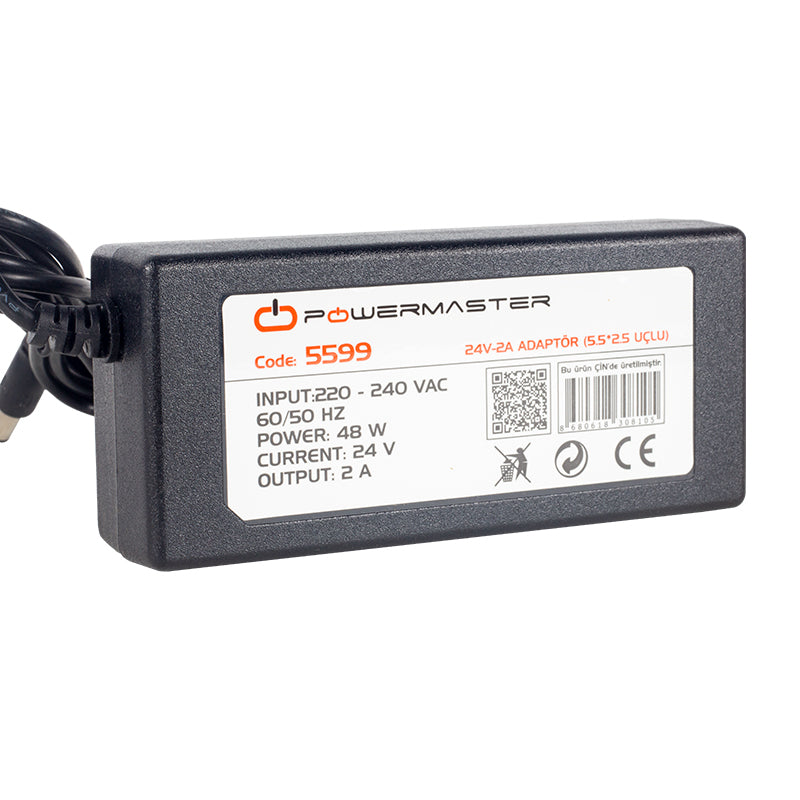 24 Volt - 2 Amper 5.5*2.5 Uçlu Plastik Kasa Masaüstü Adaptör  