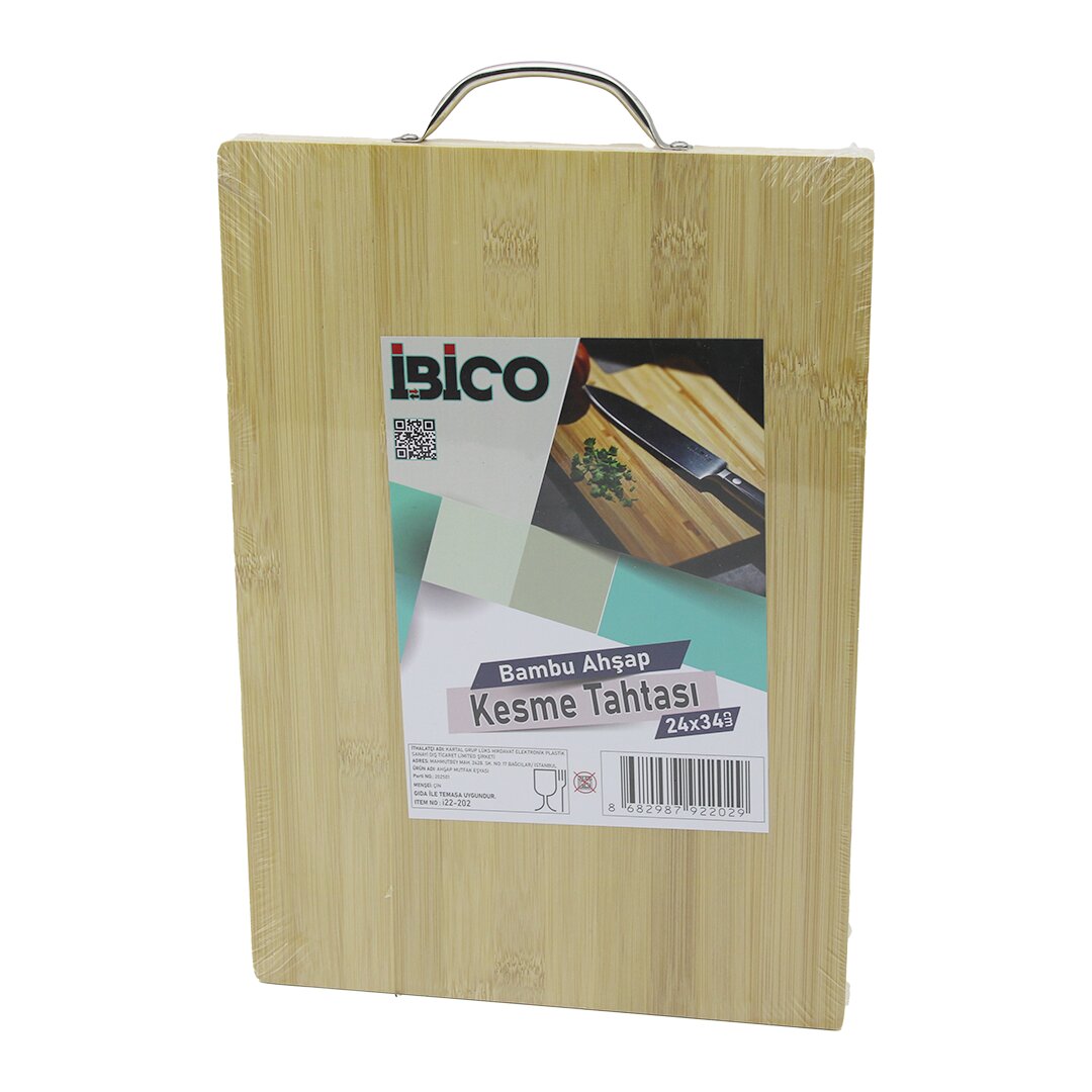 24x34 X 1.7cm Lux Ahşap Bambu Kesi̇m Panosu - Kesme Tahtasi Metal Kulplu