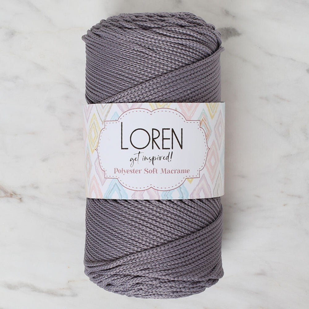 Loren Polyester Soft Macrame Gri El Örgü İpi - LM050 - 34448