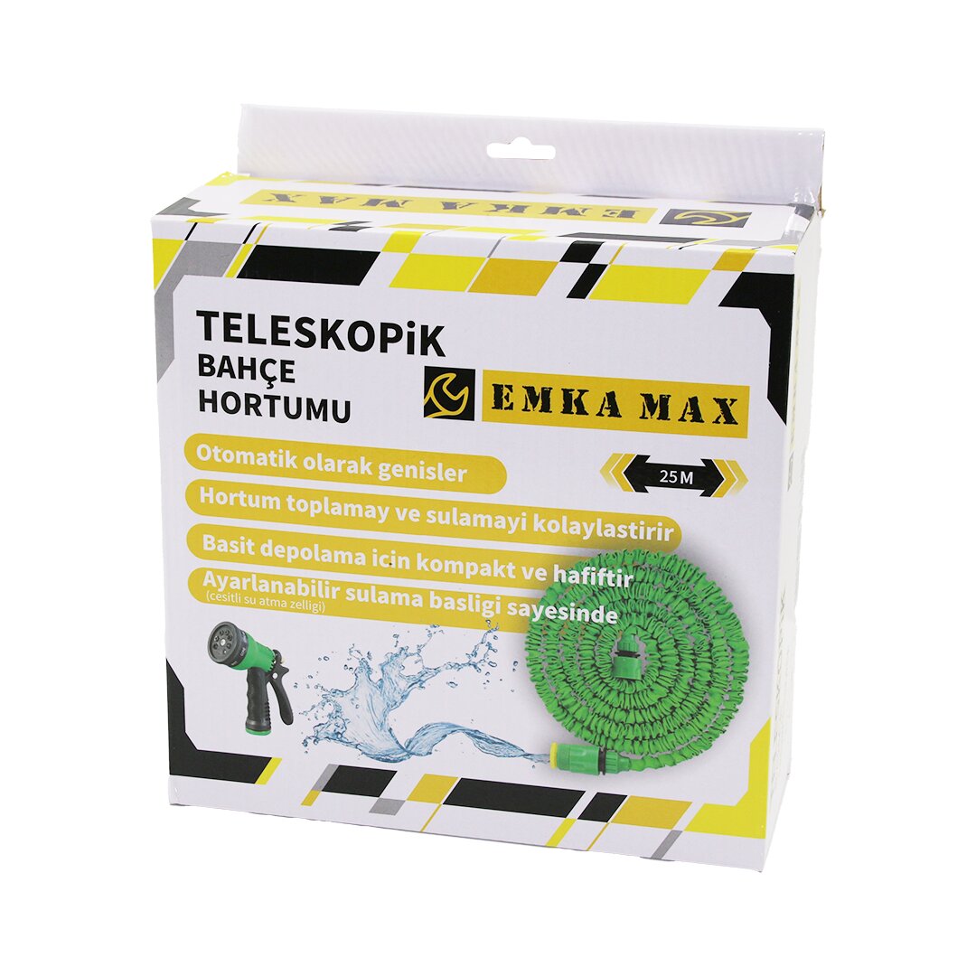 25mt Teleskopi̇k Uzayan Bahçe Hortumu 7 Fonksi̇yon Ayarli Teti̇kli̇ Tabanca