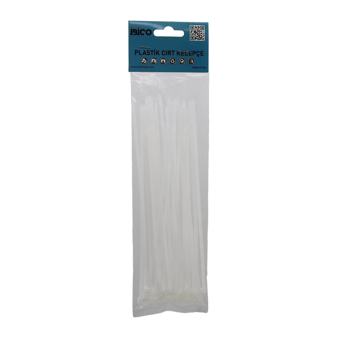 25pcs   Beyaz   3.6x200mm  Plasti̇k Cirt Kelepçe