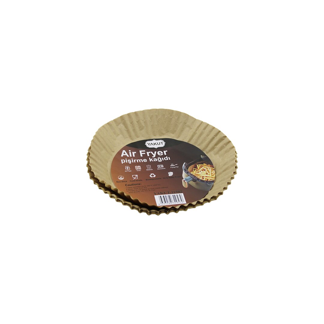25PCS KÜÇÜK=TABAN 16CM-AĞIZ:22CM TABAK MODEL YUVARLAK AİR FRYER PİŞİRME KALIP KAĞIT 200 DERECEDAYAN