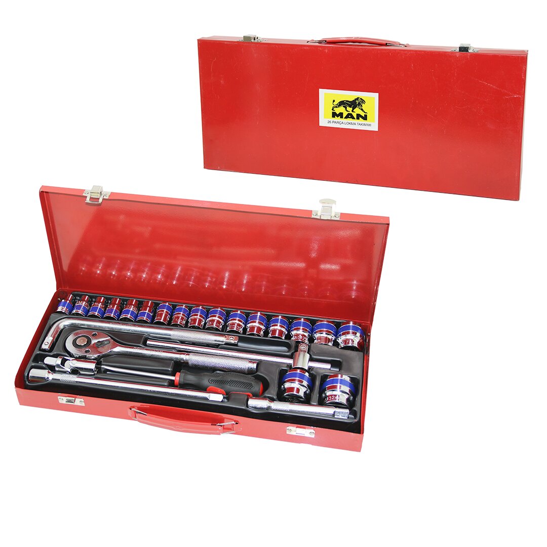 26PCS LOKMA SETİ 8--32MMCIRCIR - -T- - -L- - DÜZ KOLSOKET - ADAPTÖR - EVRENSEL BAĞLANTI - T.VİDAMET