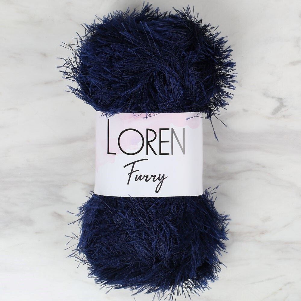 Loren Furry Lacivert El Örgü İpi - RF005 - 34044