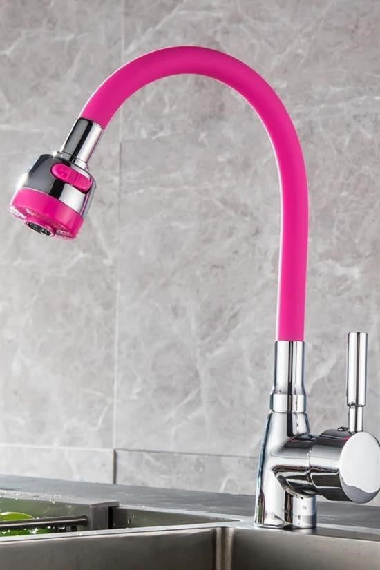 Oynar Başlıklı Tasarruflu Kubar Musluk Borusu ve Başlığı  Pembe