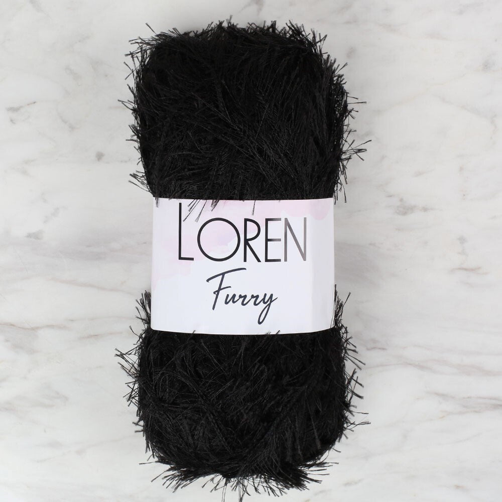 Loren Furry Siyah El Örgü İpi - RF1001 - 34066