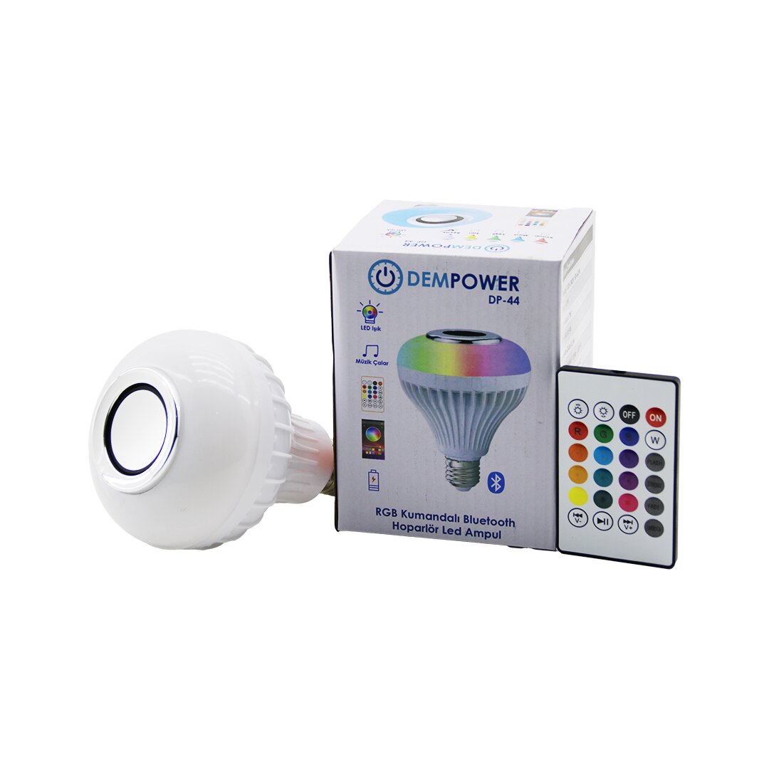 2in1-kumandali rgb led ampul - bluetooth hoparlör müzik çalar led-7w - hoparlör-3w