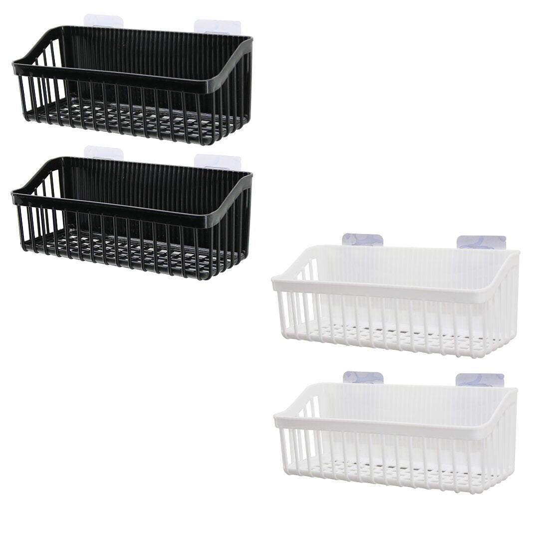 2pcs  Banyo - Mutfak Organi̇zeri̇ Plasti̇k  Yapişkan Askilikli - Si̇yah-beyaz 7x10x26cm