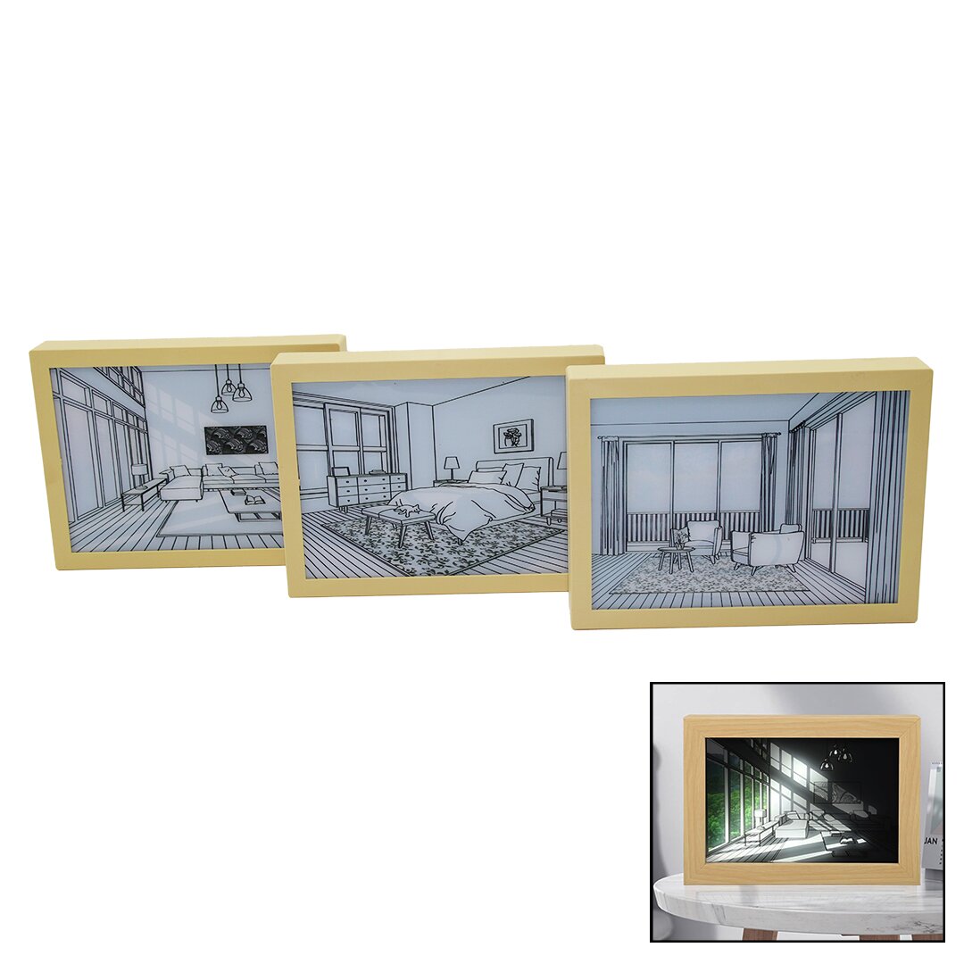 3 BOYUTLU - 15X20CM LED IŞIKLI MİNİ TABLO USB BAĞLANTILI - AYAR ANAHTARLI (4620)