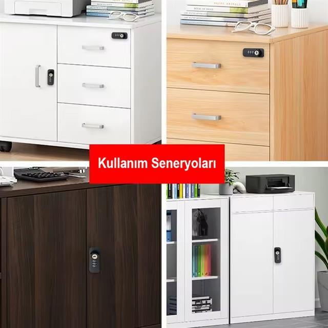 3 Haneli Şifreli Ve Anahtarlı Mekanik Siyah Çekmece Dolap Kilidi
