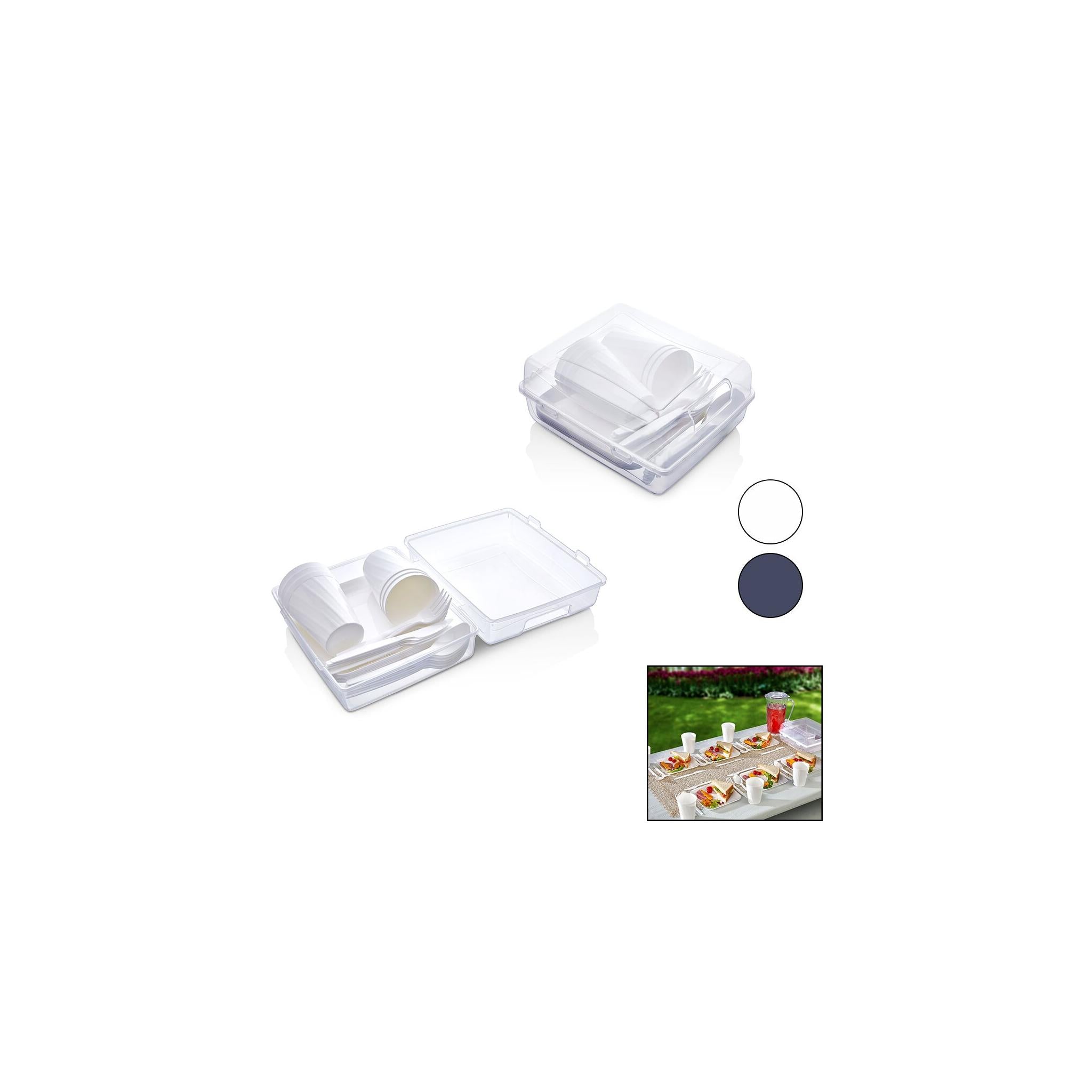 32pcs Pi̇kni̇k Seti̇ Antrai̇t Gri̇ Pls.6-tabak-6-bardak-6-çatal6-kaşik-6-biçak+2 Bölmeli̇ şeffaf Pls.çanta