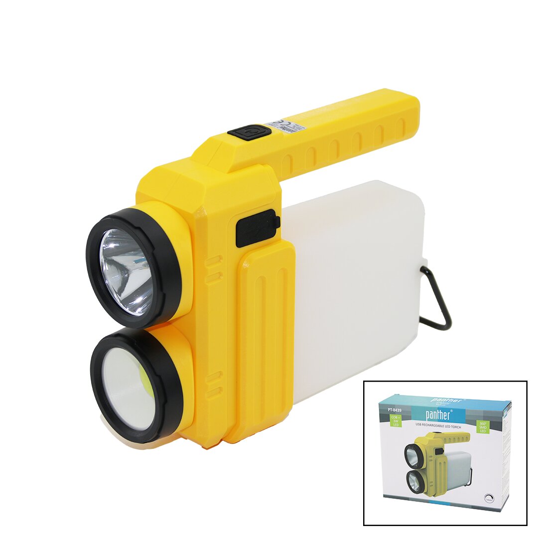 3i̇n 13w+cob Led+360°smdel Feneri̇ Usb şarj Powerbank 1500lm Işik Ayari Gün Işik - Beyaz Metal Aski+b42 Pt-8439