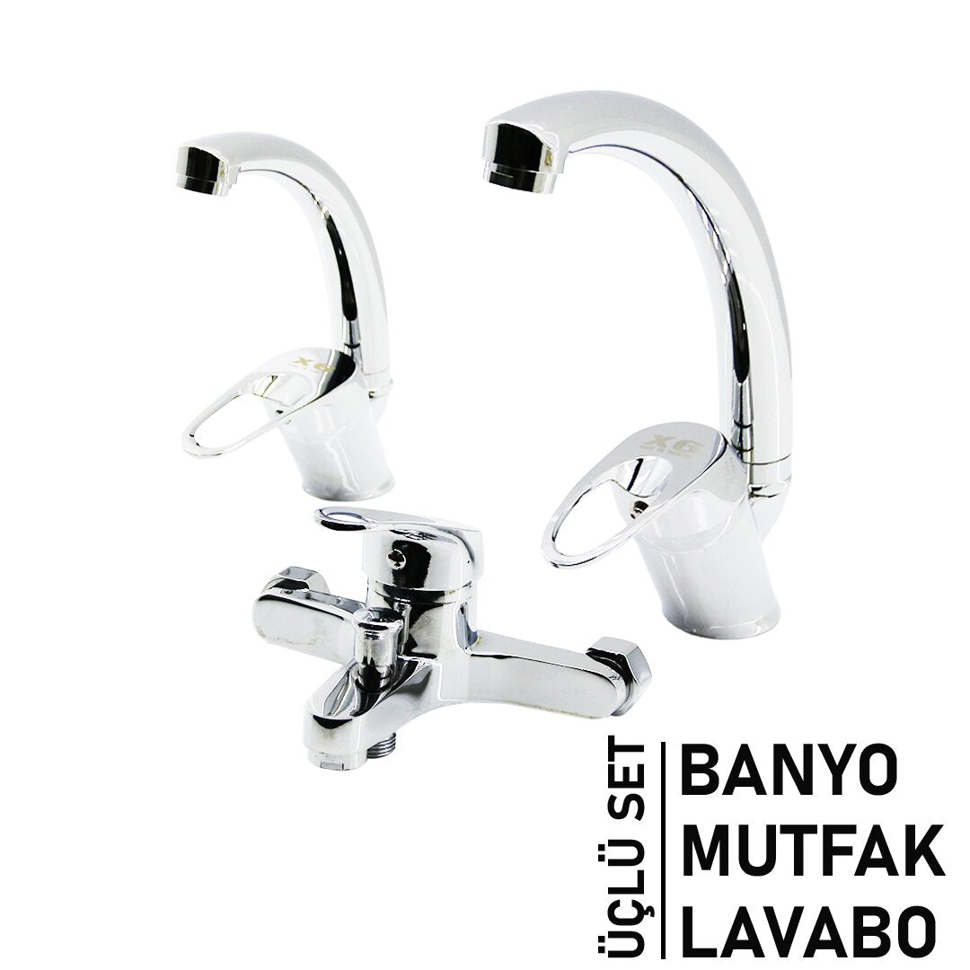 3lü Set   Banyo - Evye Mutfak - Lavabo   Aç Kapa  Mi̇x Batarya Musluk