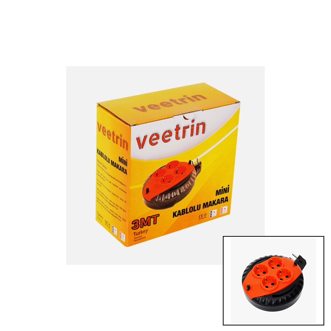 3Mt Mini Makaralı Uzatma Kablo 3X1.5Mm