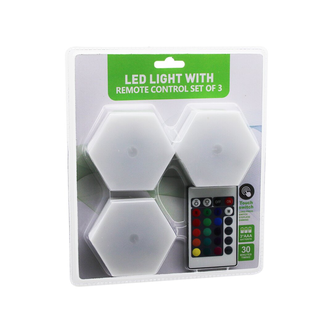 3pcs - altigen - rgb   kumandali - pilli - dokunmatik  lamba seti  6 led