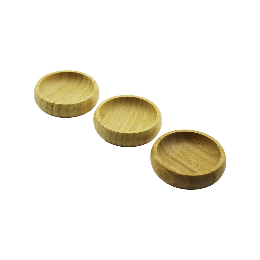 3pcs  Mi̇ni̇ Yuvarlak  Ahşap Bambu çerezli̇k - Lokumluk  Fi̇leli̇ Ambalaj  9cm