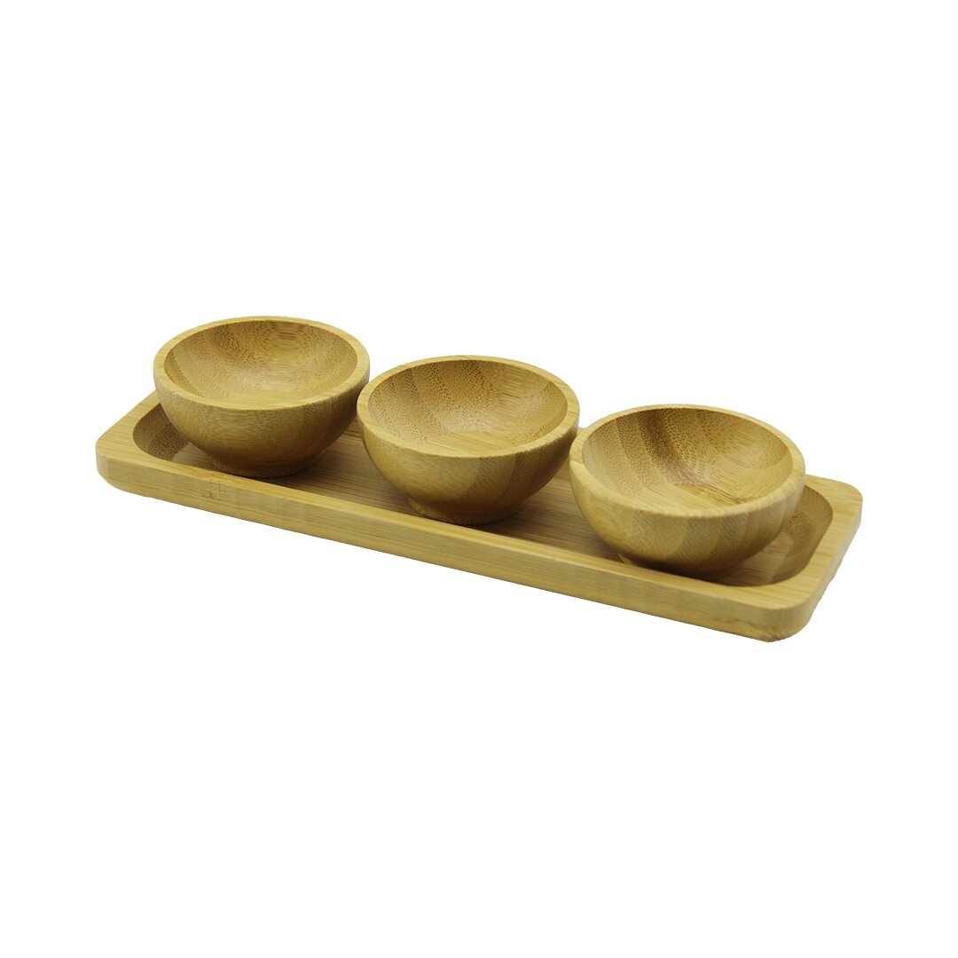 3pcs - Sunum Tepsi̇li̇   Mi̇ni̇ - çap: 6cm  Ahşap Bambu Lokumluk - çerezli̇k Kase