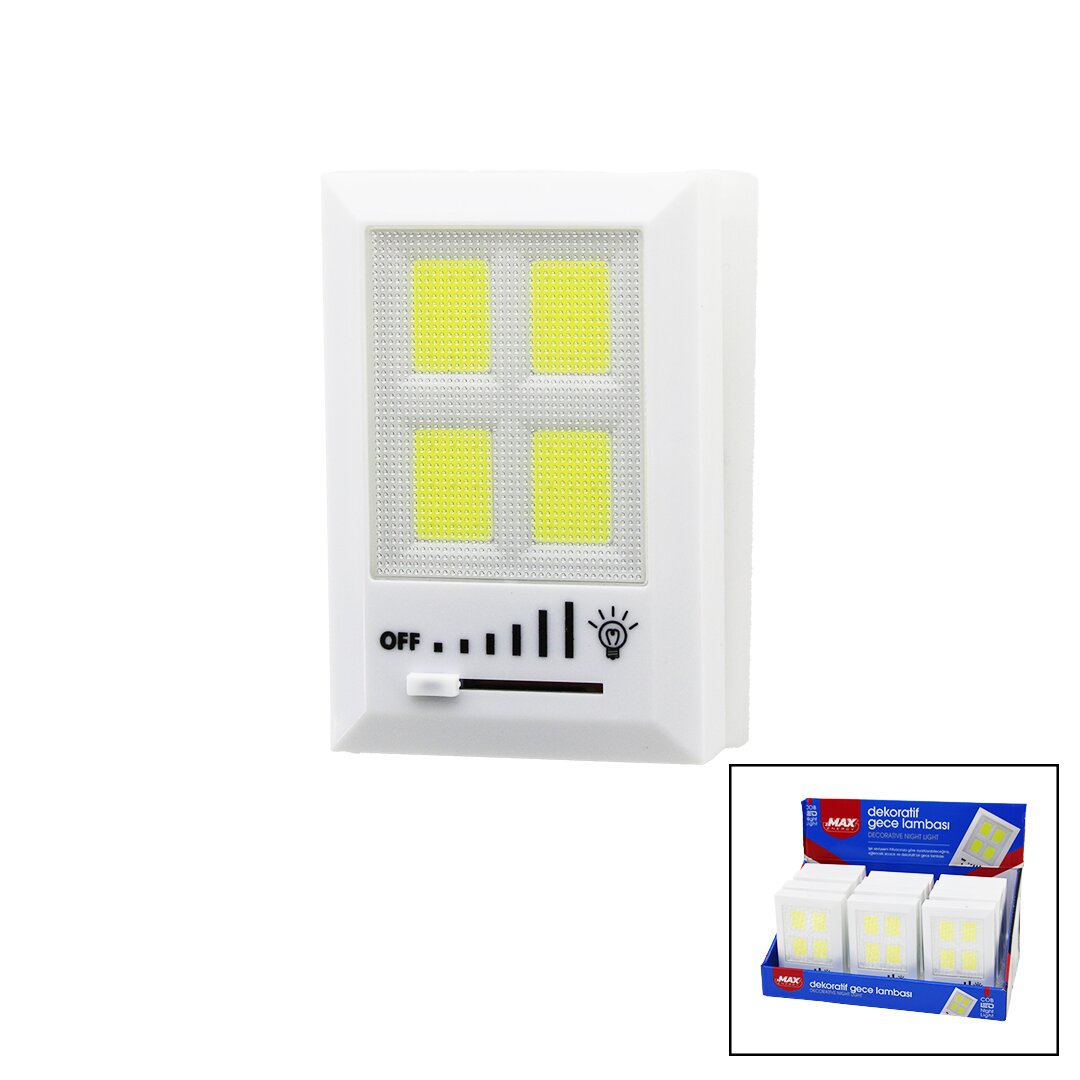4 Cob Ledli̇ Pi̇lli̇ Dekorati̇f Gece Lambasi Işik Ayari 7.5x11.4x2cm3i̇n1 Montaj=miknatis-vi̇da-cirt Ypş.