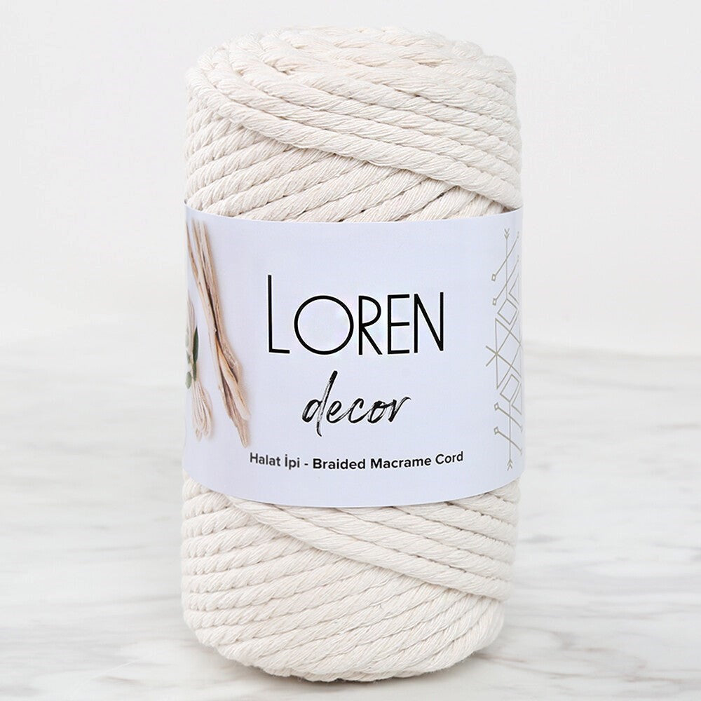 Loren Decor 3 Büküm Makrome İpi Krem- L002