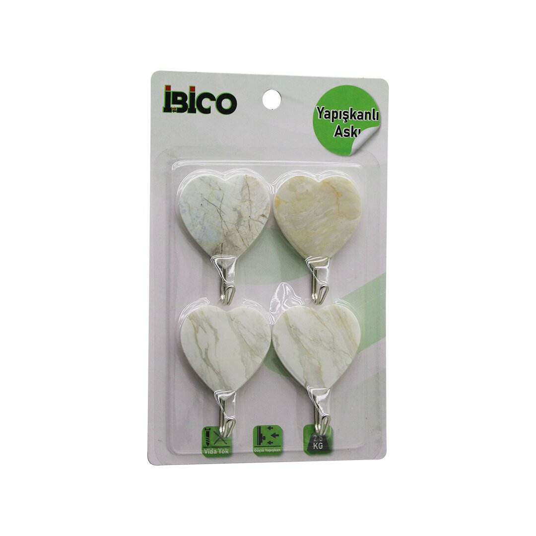 4pcs Mermer Desenli̇   Metal Uçlu  Plasti̇k Aski  Yapişkanli Montaj   2.5kg Taşima