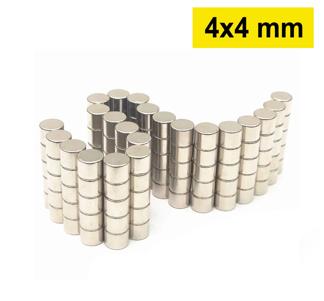 50 Adet 4x4 Mm Yuvarlak Neodyum Mıknatıs N35 Güçlü Magnet Nikel Kaplama
