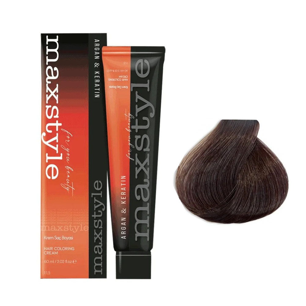 Maxstyle Argan Keratin Saç Boyası 5.35 Bitter Çikolata  x 2 Adet + Sıvı oksidan 2 Adet