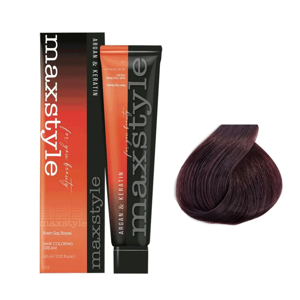 Maxstyle Argan Keratin Saç Boyası 5.66 Şarap Kızılı + Sıvı oksidan