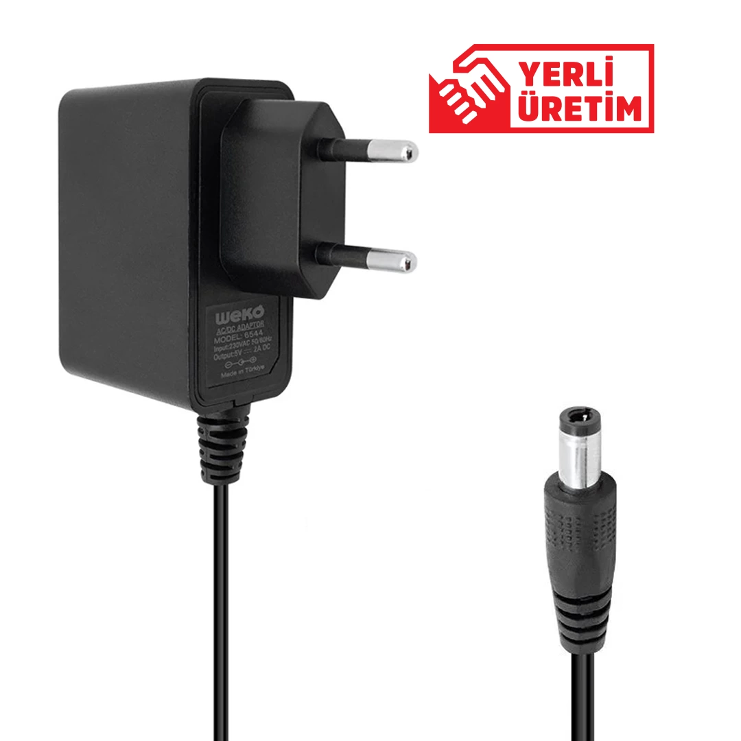 5 Volt - 2 Amper - 10 Watt 5.5*2.5 Uçlu Yerli Üretim Plastik Kasa Priz Tipi Adaptör