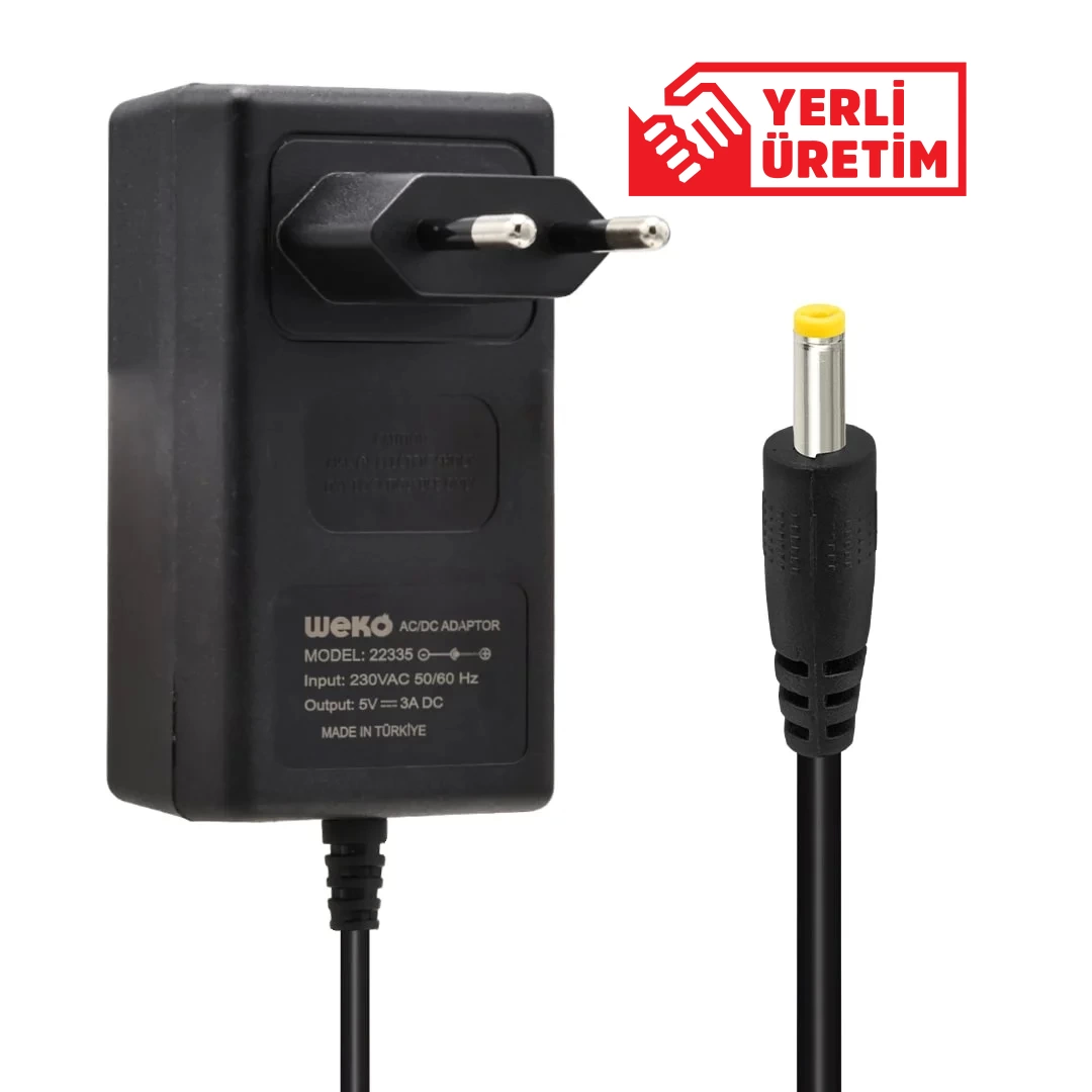 5 Volt - 3 Amper 2.5*0.7 Uçlu Yerli Üretim Priz Tipi Adaptör