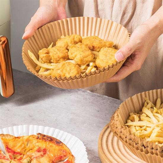 50 Adet Air Fryer Pişirme Kağıdı Tek Kullanımlık Yağ Geçirmez Yuvarlak Tabak Model Pvc