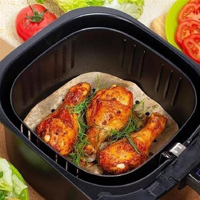 50 Adet Air Fryer Pişirme Kağıdı Tek Kullanımlık Hava Fritöz Yapışmaz Yağlı Kağıt Delikli Model