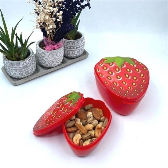 2'li İç İçe Geçebilen Çilek Model Saklama ve Beslenme Kabı Seti (550 ml + 250 ml)