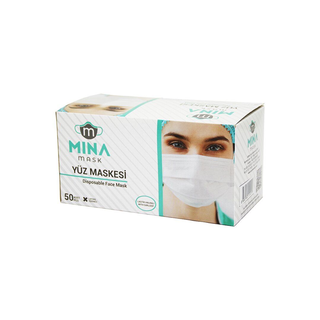 50Pcs Beyaz Cerrahi Yüz Maskesi