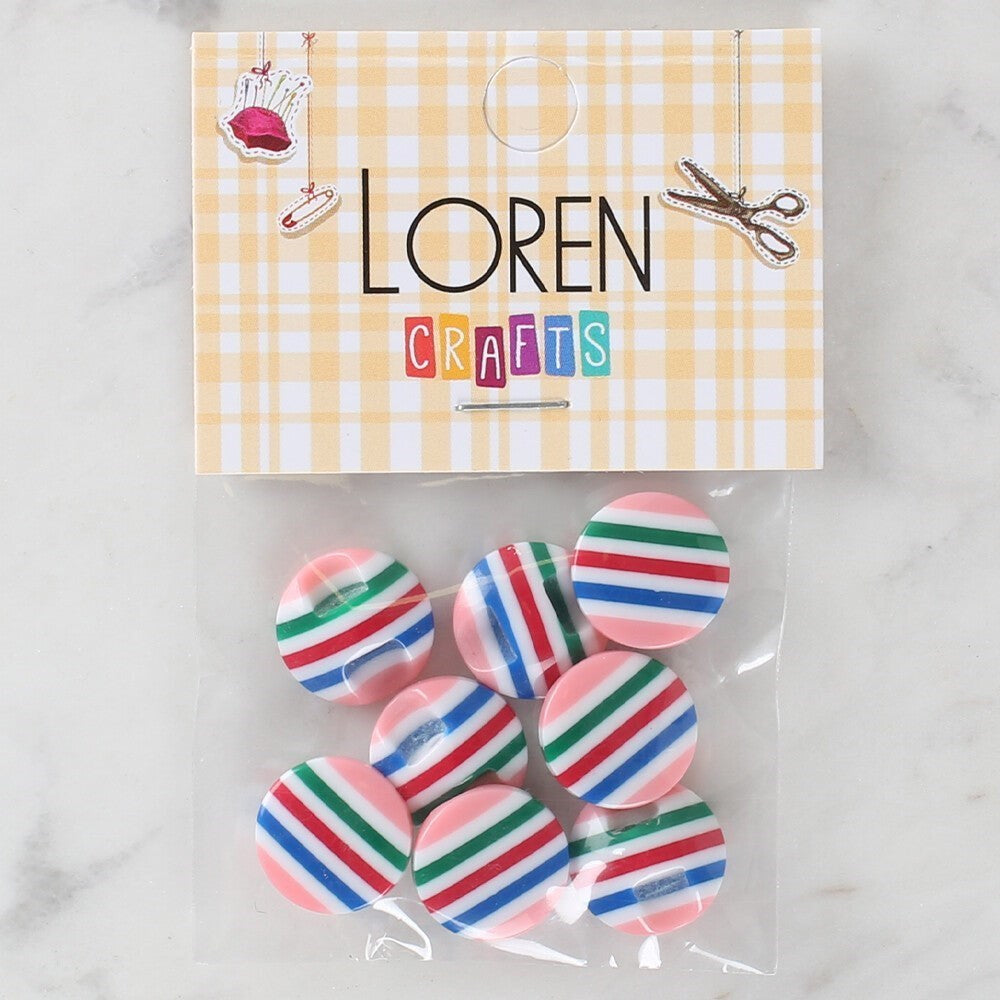 Loren Crafts 8'li Desenli Düğme - 1103