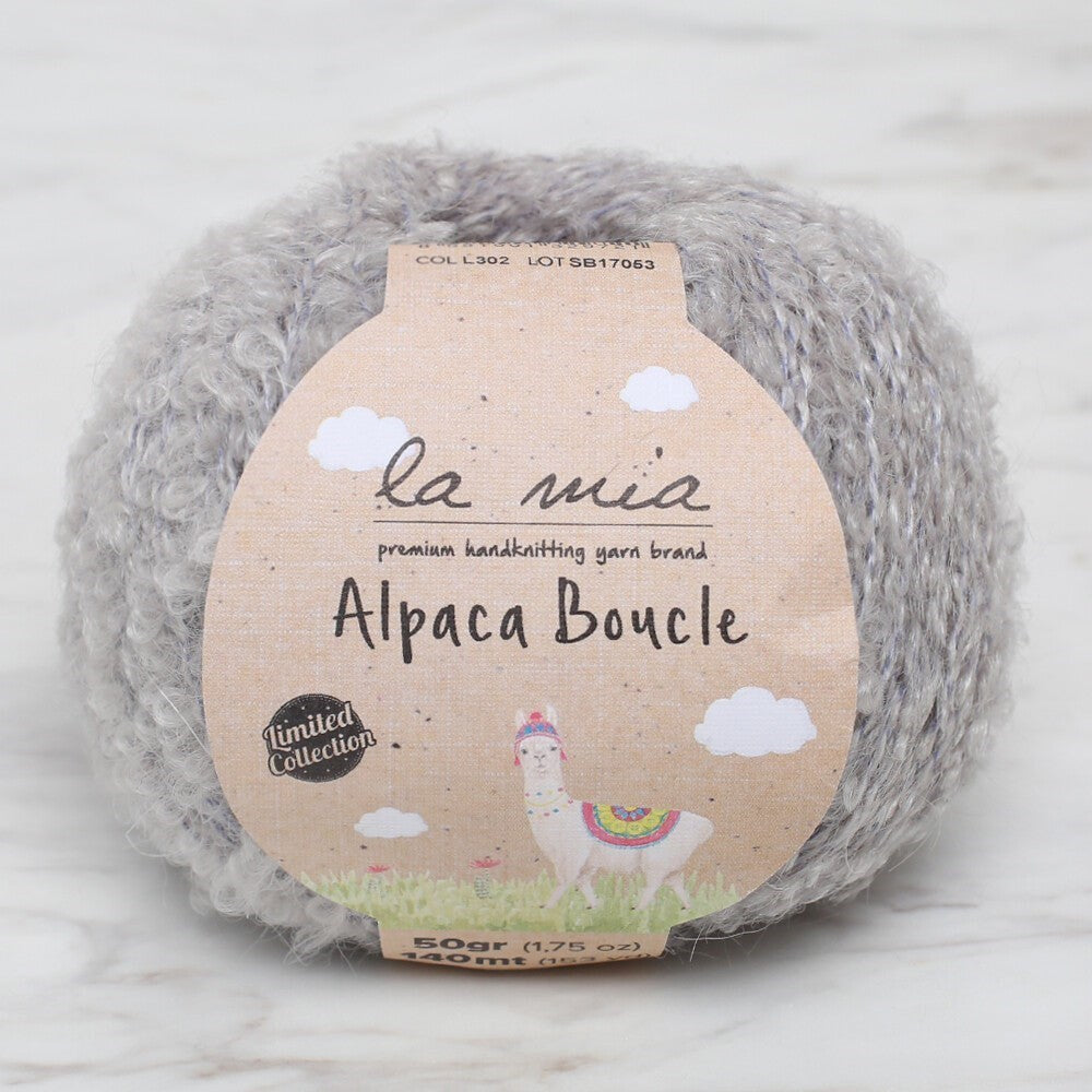 La Mia Alpaca Boucle 50 Gr Gri El Örgü İpi - L302 - 34385