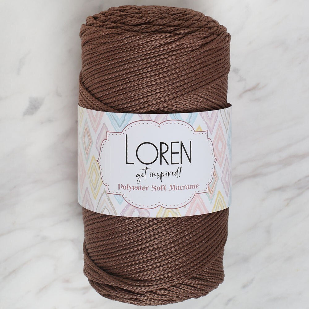 Loren Polyester Soft Macrame Kahverengi El Örgü İpi - LM032 - 34438